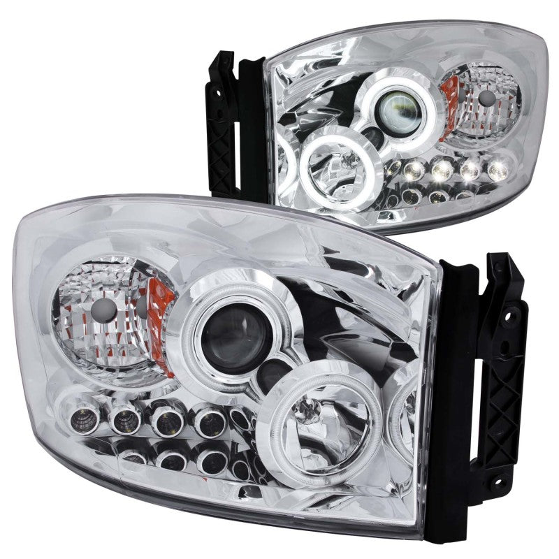 ANZO 111103 2008 fits Dodge 06-20 Ram 1500 Projector Headlights w/ Halo Chrome (CCFL)