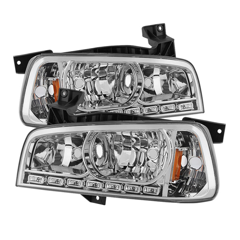 5017628 Xtune fits Dodge 06-10 Charger 1Pc LED Crystal Headlights Chrome HD-ON