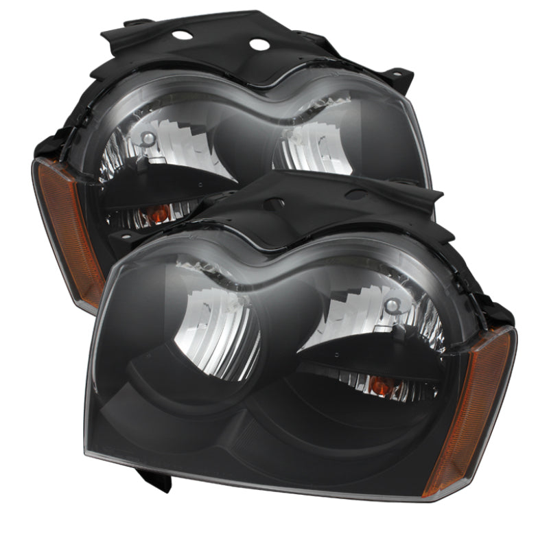 9023248 Xtune fits Jeep 05-07 Grand Cherokee Crystal Headlights Black HD-JH-JG