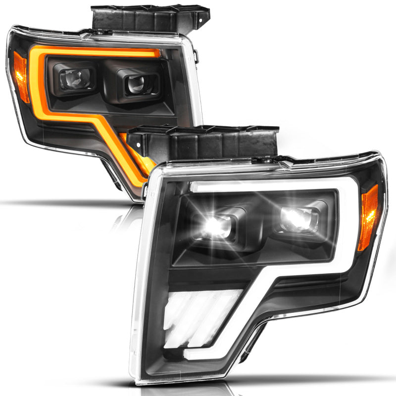 ANZO 111629A 09-14 fits Ford F-150 (Factory Halogen Model ONLY) Full LED Proj Headlights Init/SeqSig Black - Pair