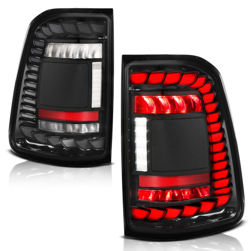 ANZO 311480A 19-24 fits RAM 1500 (Factory Halogen Models) Full LED Tail Lights SeqSig Black - Pair