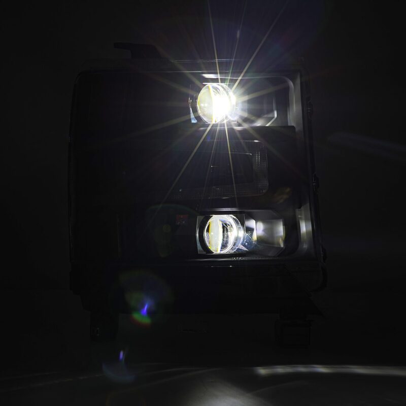AlphaRex 880234 16-18 fits Chevy 1500HD LUXX LED Proj Headlights BK w/Seq Act
