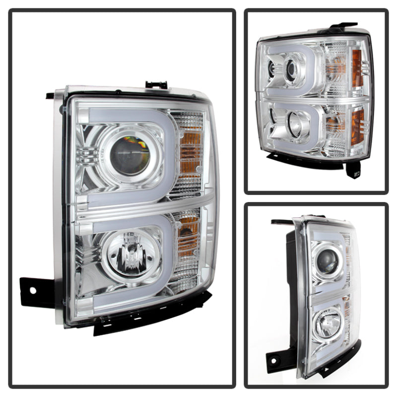 SPYDER 5079480 fits Chevy Silverado 1500 Projector Headlights Light Bar DRL Chrm