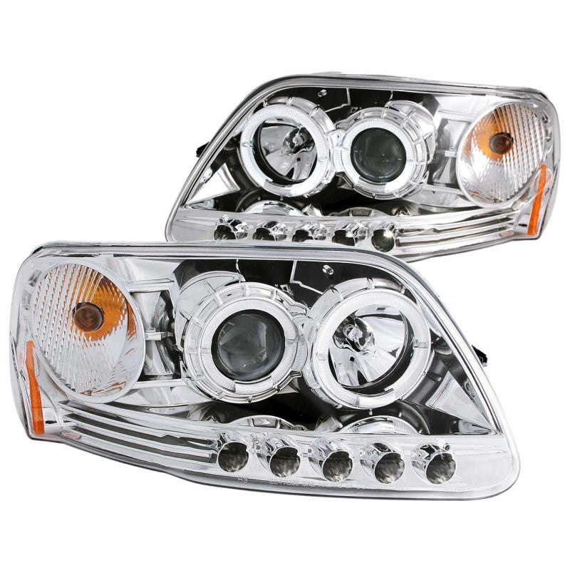 ANZO 111032 1997.5-2003 fits Ford F-150 Projector Headlights w/ Halo and LED Chrome 1pc
