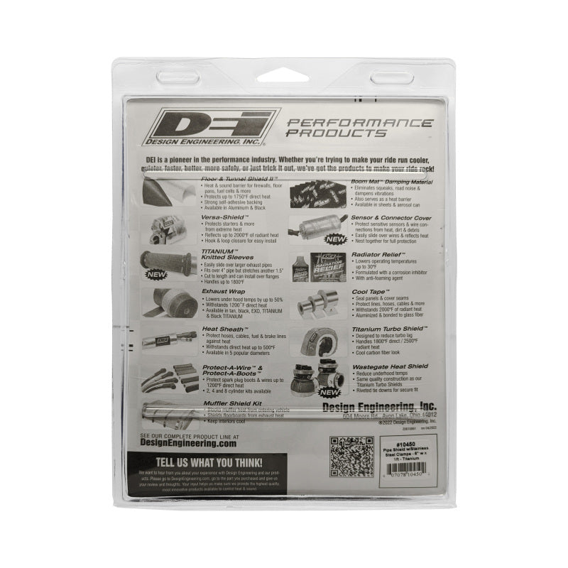 DEI 10450 Pipe Shield w/Stainless Steel Clamps - 6in x 12in - Titanium