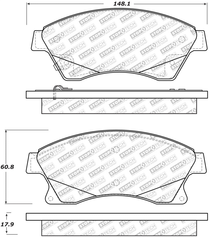 Stoptech 305.1522 Street Select Brake Pads - Front