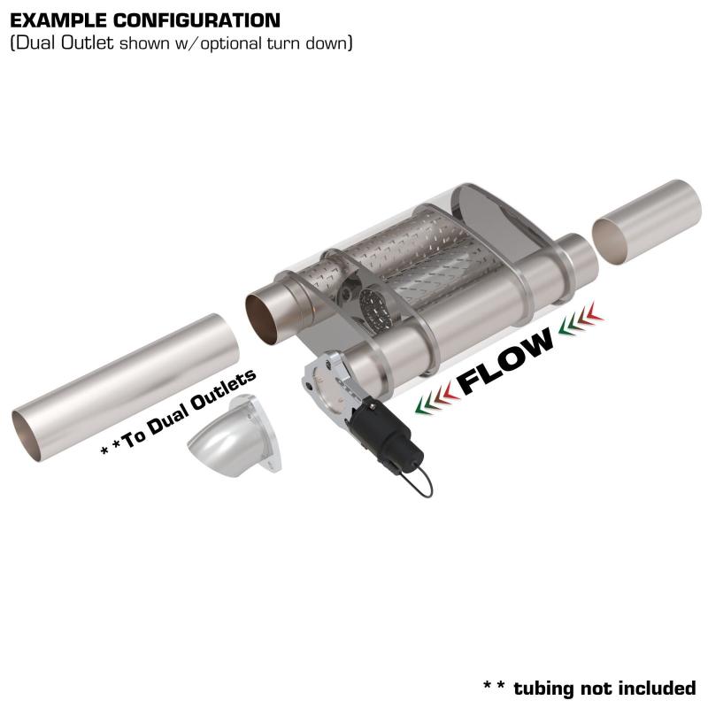 QTP 13250C 2.5in Weld-On 304SS Screamer Muffler w/Bolt-On QTEC Electric Cutout