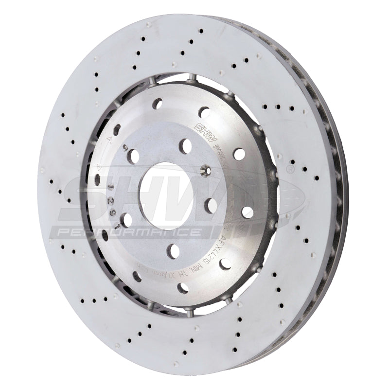 SHW Performance AFX44215 SHW 08-12 fits Audi R8 4.2L (Excl Ceramic Brakes) Front Drill-Dimp Lightweight Brake Rotor (420615301D)