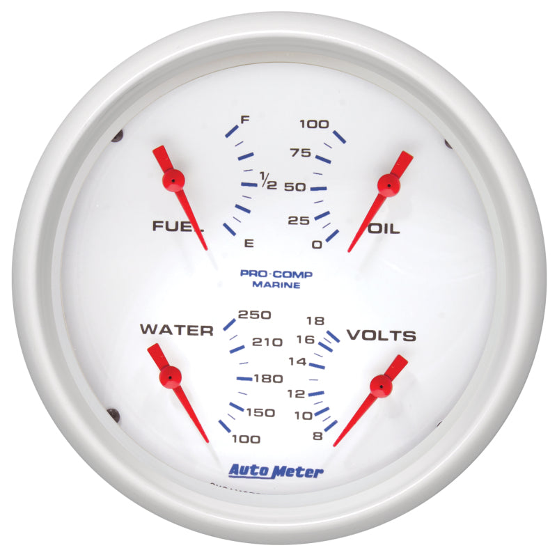 AutoMeter 200705 Autometer Marine White 5in Gauge Quad