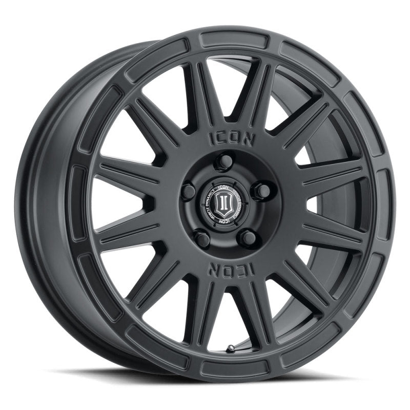 ICON 7017805060SB Ricochet 17x8 5x100 38mm Offset 6in BS Satin Black Wheel