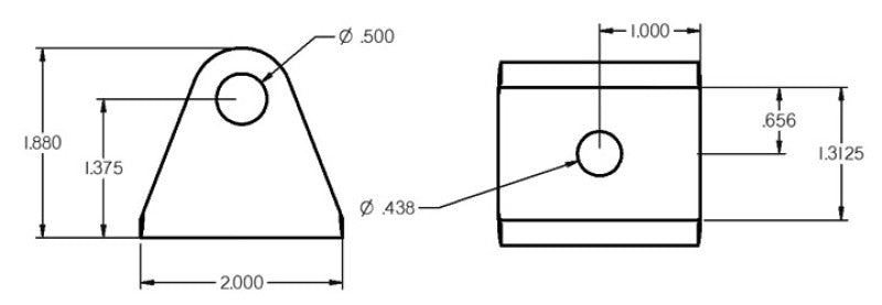 Ridetech 90000034 Universal Shock Bracket Black Powdercoat