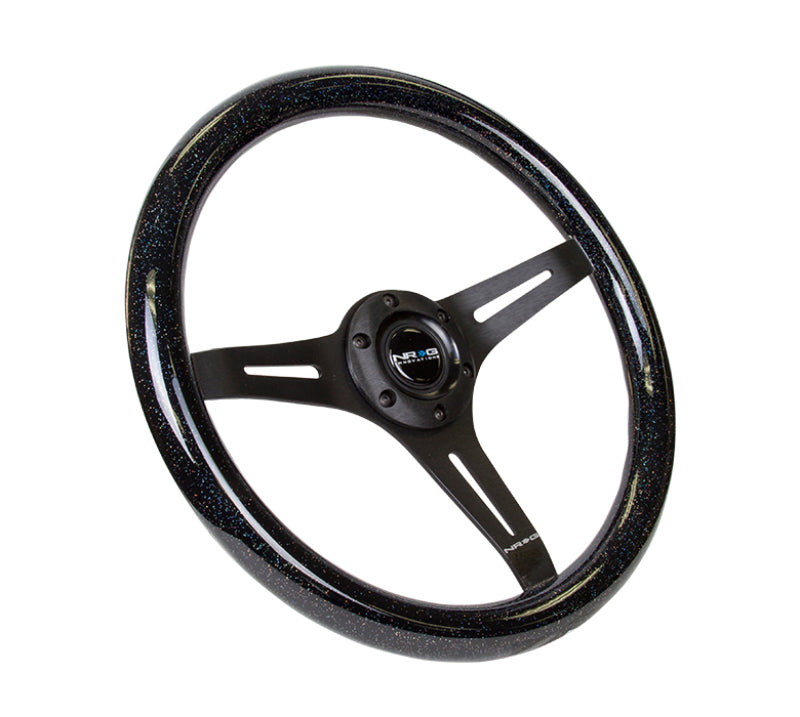 NRG ST-015BK-BSB ST-015BK-BSB Classic Wood Grain Steering Wheel Black Sparkled
