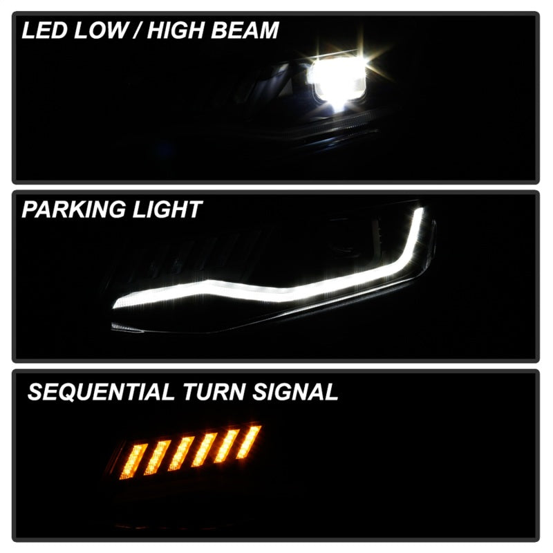 Spyder 5087317 fits Chevy 16-18 Camaro Halogen Model Full LED Headlights Black
