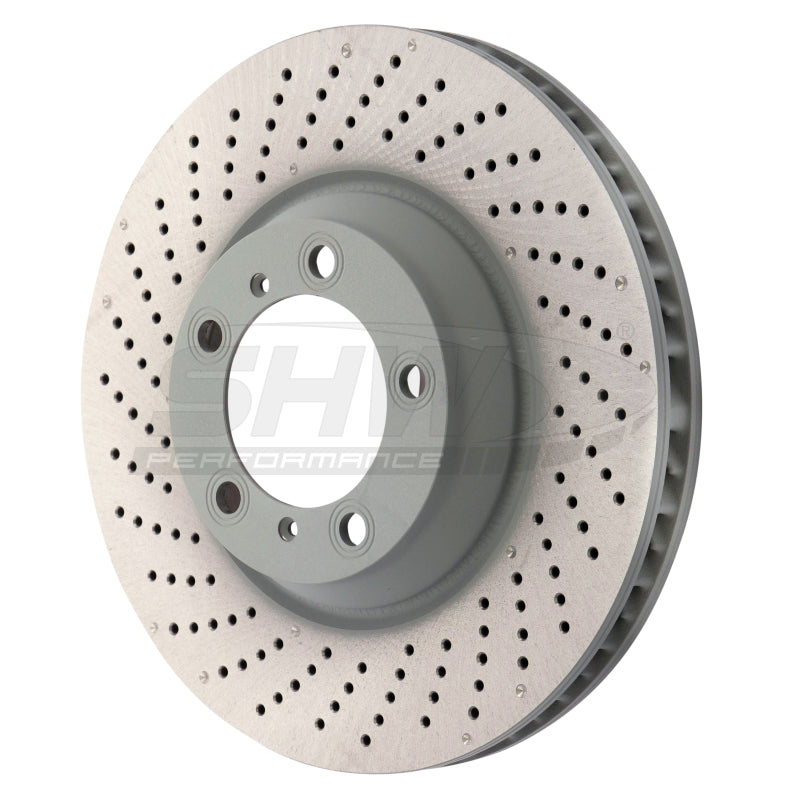 SHW Performance PFL30904 SHW 07-13 fits Porsche 911 Turbo 3.8L w/o Ceramics Left Front Drilled-Dimple MB Brake Rotor (99735140501)