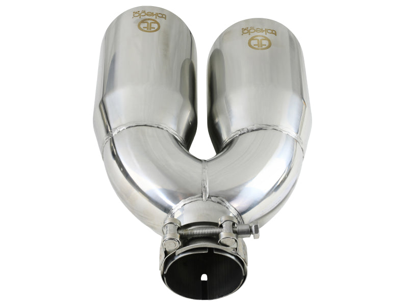 AFE 49T25484-P122 2.5in 304 Stainless Steel Clamp-on Exhaust Tip Drivers Side
