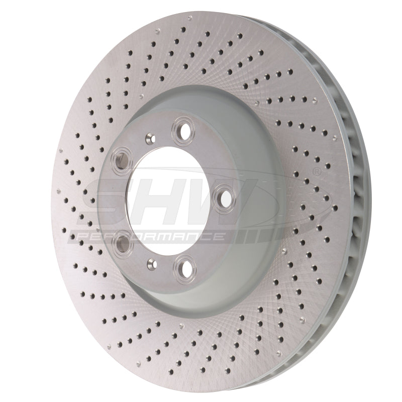 SHW Performance PFL30905 SHW 09-13 fits Porsche 911 Turbo w/Center Lock w/o Ceramics Left Frt Drill-Dimp MB Rotor (99735140502)
