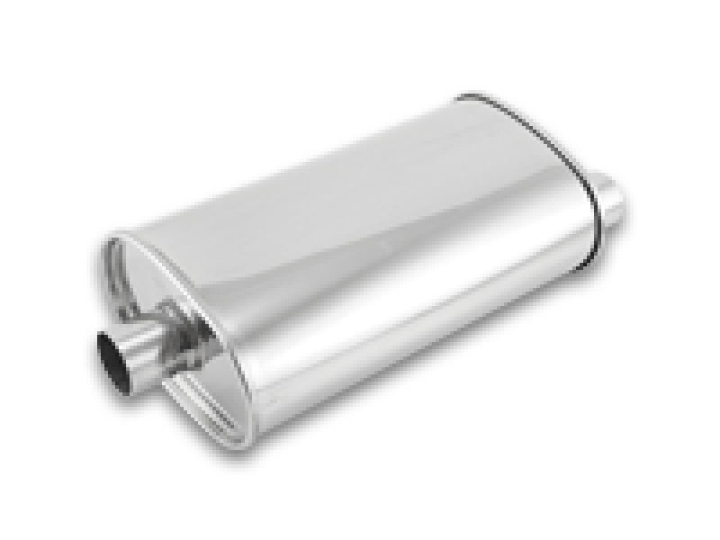 Vibrant 1104 Power Oval Muffler - 2in Inlet/Dual Outlet (Center In - Offset Out