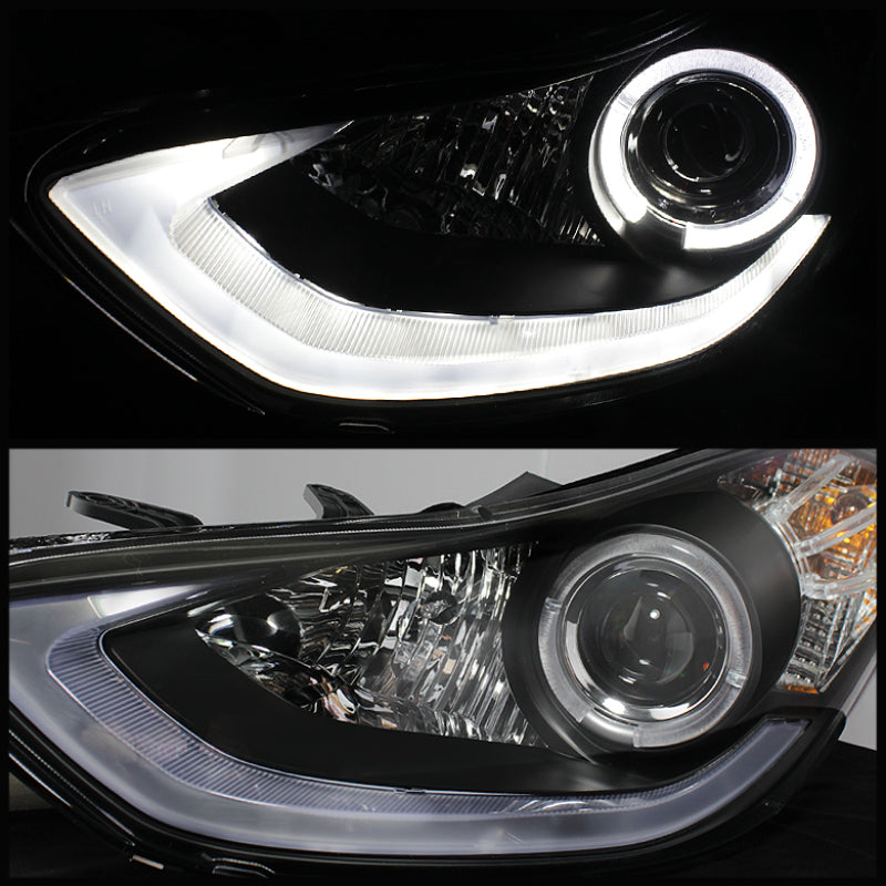 SPYDER 5073662 fits Hyundai Elantra Projector Headlights LED Halo DRL Blk