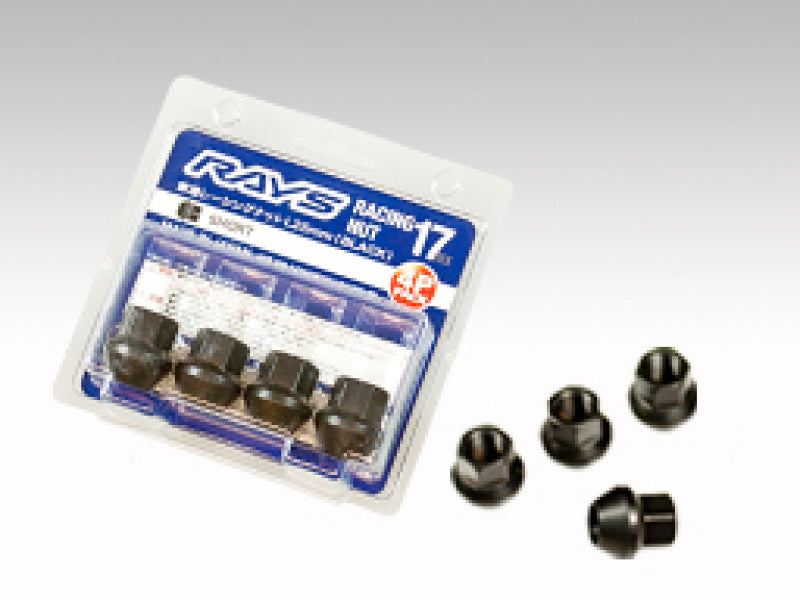Rays W17RN12150BL254P 17 Hex Racing Nut Set L25 Short Type 12x1.50 - Blk Chromate (4 Pieces)