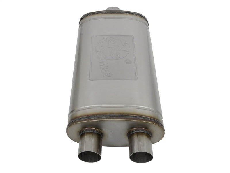 AFE 49M00014 rce XP SS Muffler 3in Center Inlet / 2.5in Dual Outlets 22in L x 1