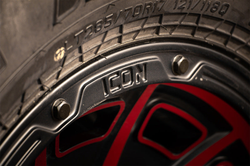ICON 3017857345SBRT fits Victory 17x8.5 5x5 -6mm Offset 4.5in BS Satin Black w/Red Tint Wheel