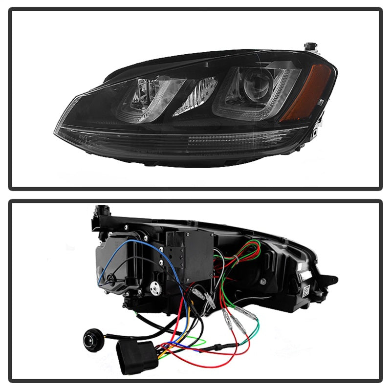 Spyder 5080578 fits Volkswagen 14-16 Golf VII Projector Headlights DRL LED Blk