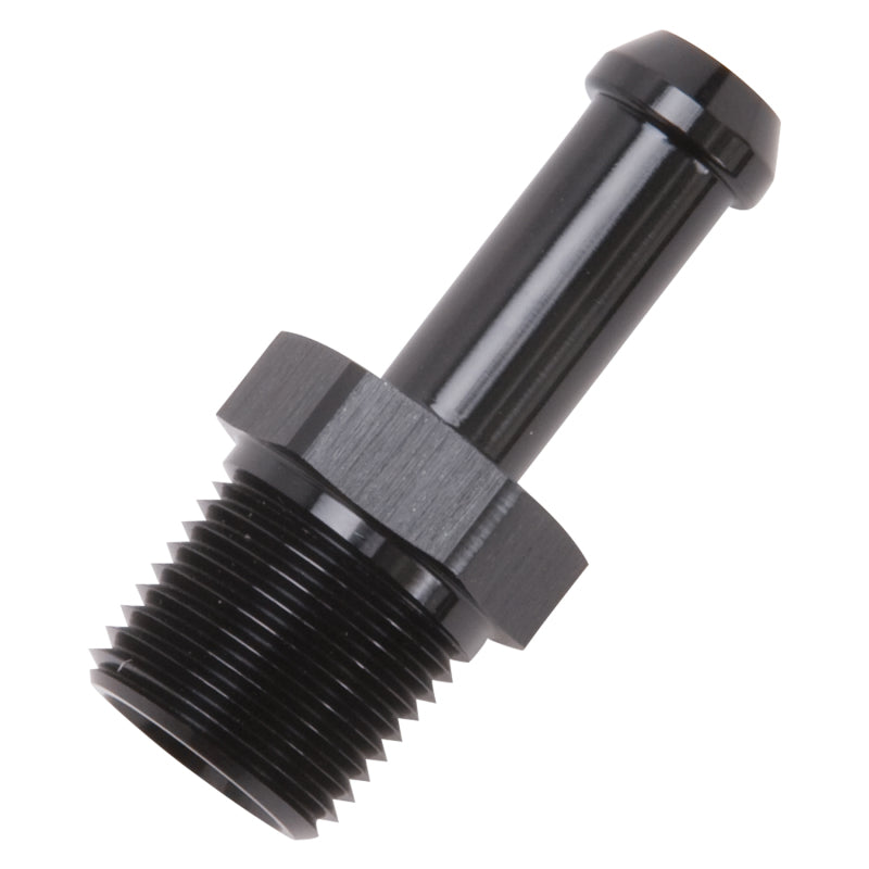 Edelbrock 8117 Hose End Straight 3/8In NPT to 3/8In Barb Black Anodize