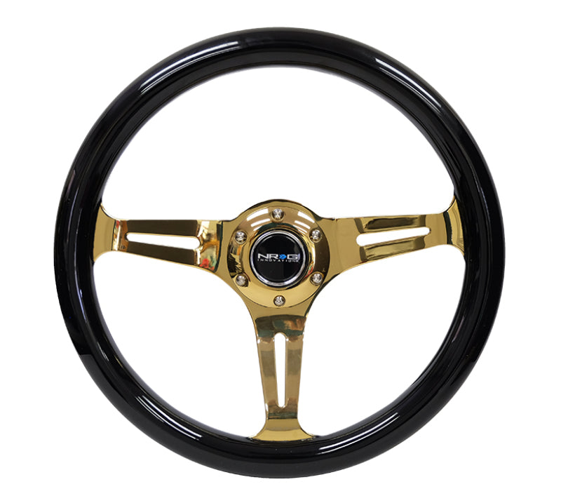 NRG ST-015CG-BK ST-015CG-BK Classic Wood Grain Steering Wheel Black Grip