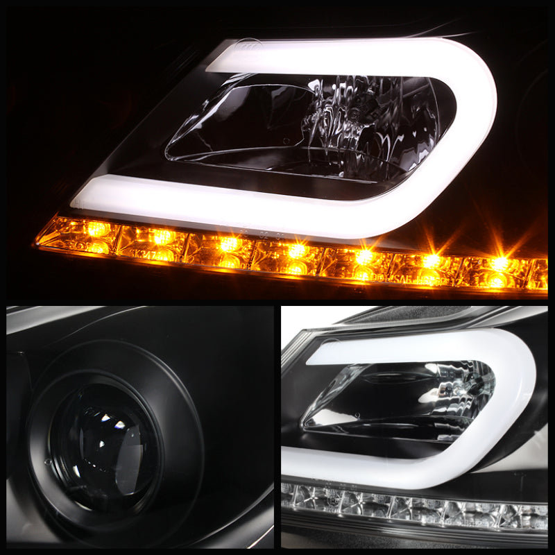 Spyder 5074249 fits Mercedes Benz W204 C-Class Projector Halogen Model- DRL Blk