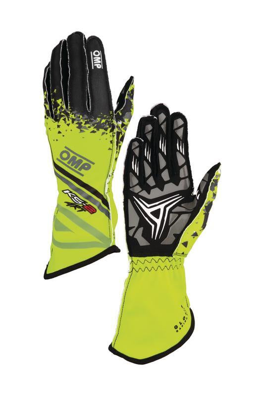 OMP KB0-2755-A01-059-006 KS-2 ART my2025 KART GLOVES YELLOW / BLACK SZ 6 (KIDS)
