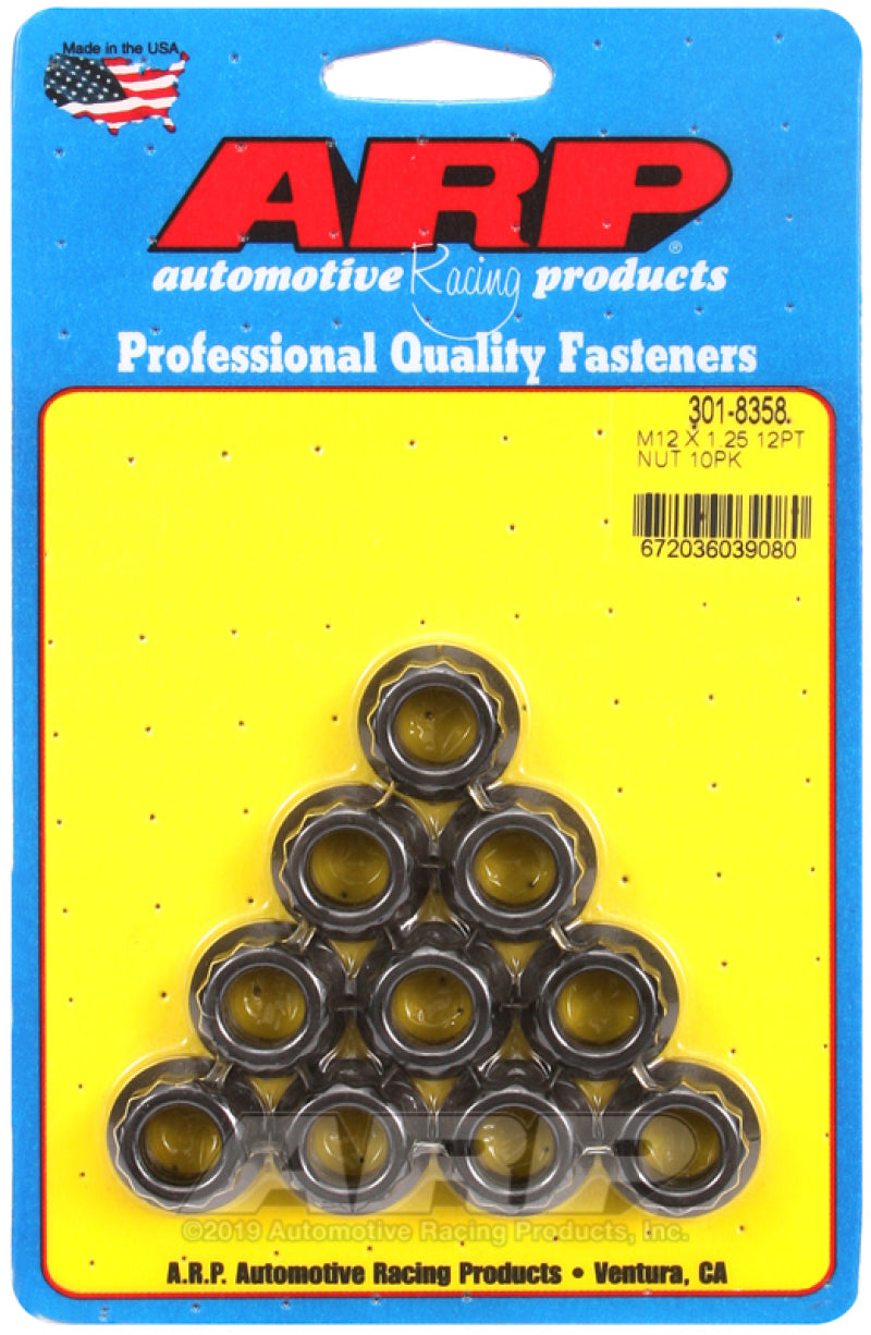 ARP 301-8358 M12 x 1.25 12-Point Nut Kit (Pack of 10)