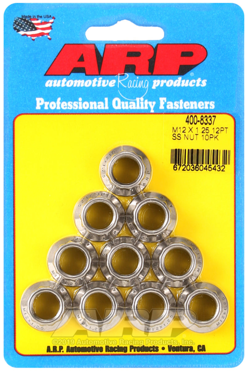 ARP 400-8337 M12 x 1.25 M14 WR 12pt Nut Kit - 10 Pack