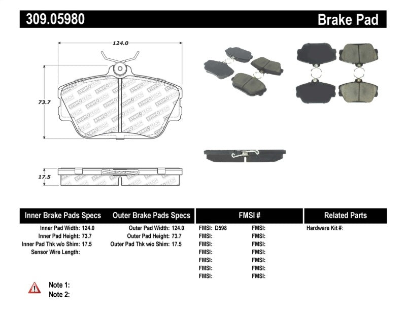 Stoptech 309.0598 Performance Brake Pads