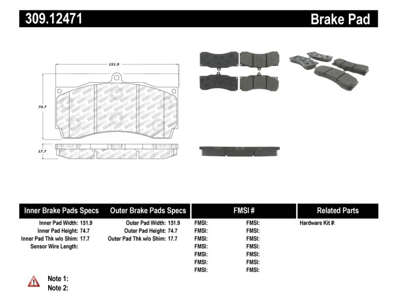 Stoptech 309.12471 Performance Brake Pads