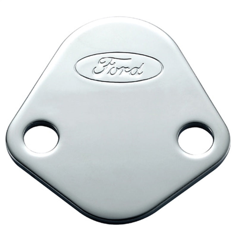 Ford Racing 302-290 Ford Logo Fuel Pump Blockoff Plate - Chrome