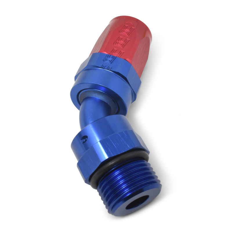 Russell 612420 Performance -10 AN Red/Blue Male SAE Port to -8 Hose 90 Degree (-10 Port 7/8in-14 Thread)