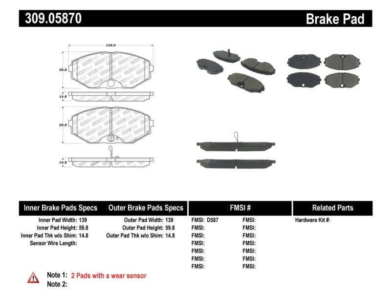 Stoptech 309.0587 Performance Brake Pads