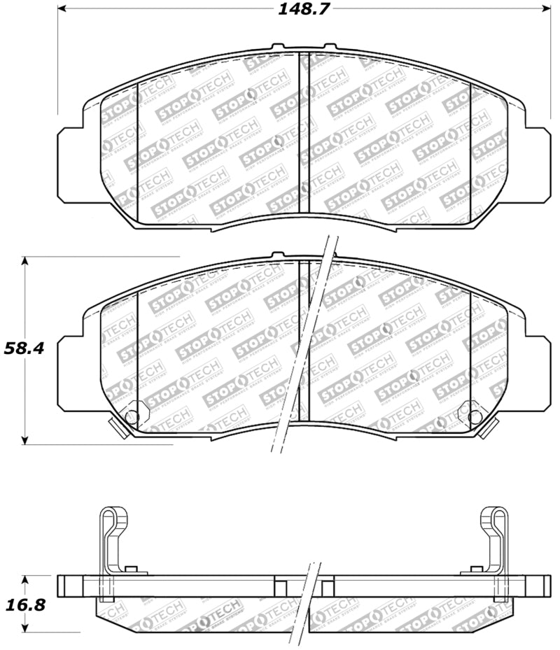 StopTech 308.0959 Street Touring fits Honda 03-07 Accord V6 A/T Front Brake Pads