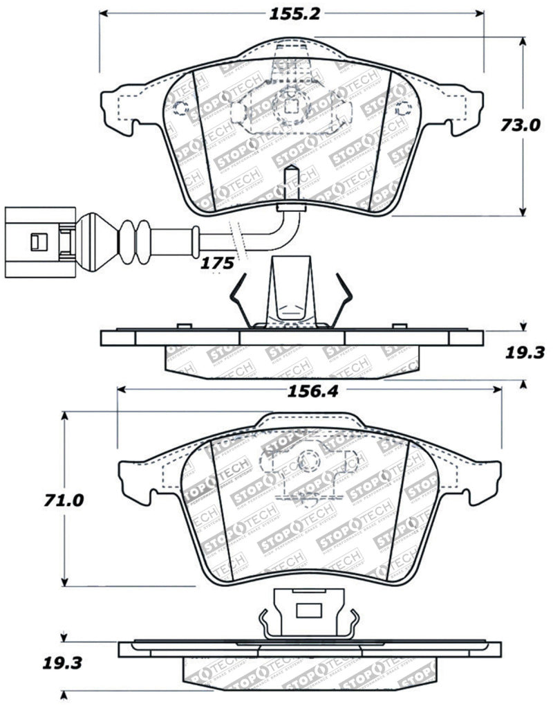 Stoptech 308.09153 Street Touring 08-09 VW Golf R/Golf R32 / Front Brake Pads