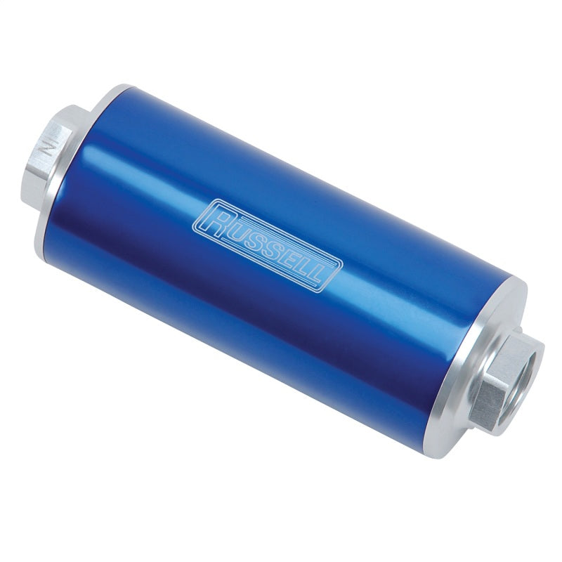 Russell 649262 Performance Profilter Fuel Filter 6in Long 60 Micron -10AN Inlet -10AN Outlet - Blue