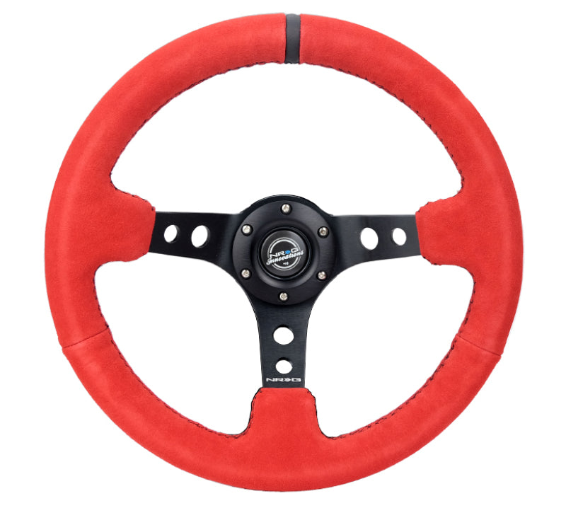 NRG RST-006S-RR-B RST-006S-RR-B Reinforced Steering Wheel Red Suede w/Black