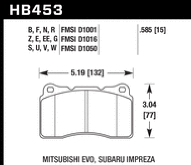 Hawk Performance HB453C.585 fits Evo/STi/Genesis Coupe/Camaro HPX Front Brake