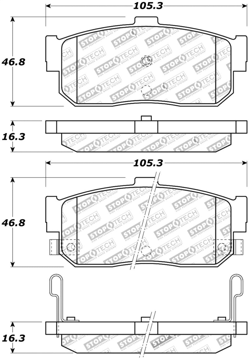 Stoptech 308.054 Street Touring 91-11/00 Infiniti G20/95-10/00 I30/I35 Rear Brake Pads