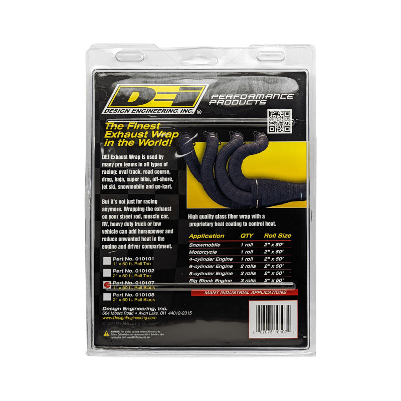 DEI 10107 Exhaust Wrap 1in x 50ft - Black