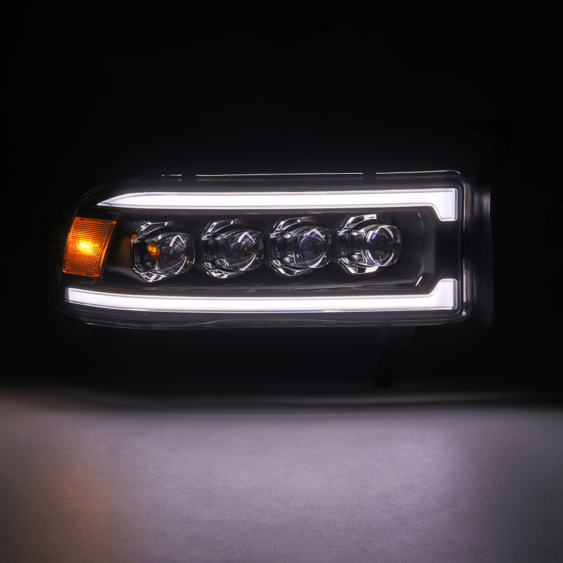 AlphaRex 880350 94-01 fits RAM 1500 NOVA LED Proj Headlights Blk w/Activ Light/Seq Signal/SB DRL