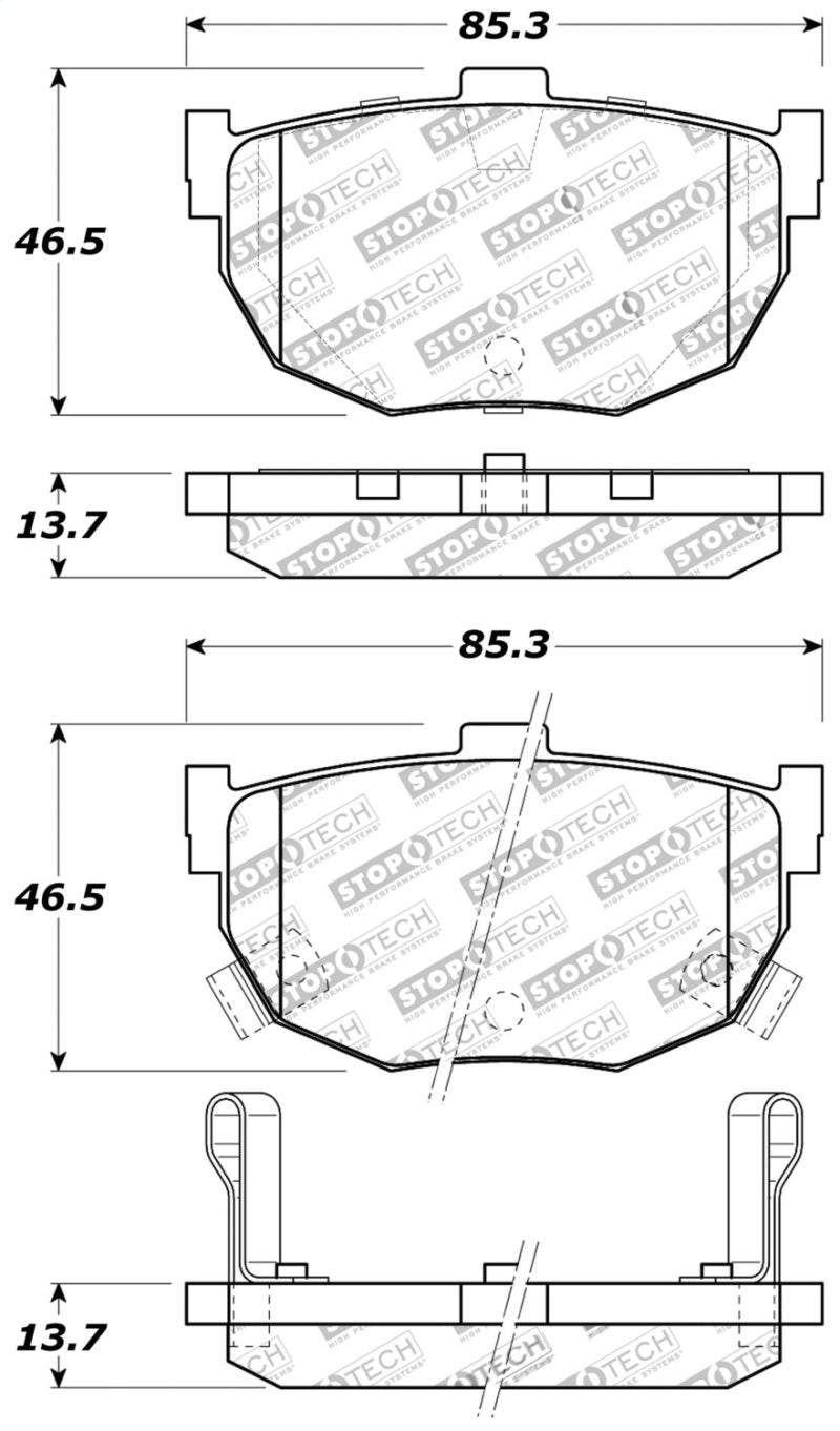 Stoptech 309.0323 Performance Hyundai Elantra/Tiburon / Kia Spectra / Nissan Maxima/Stanza Rear Brake Pads