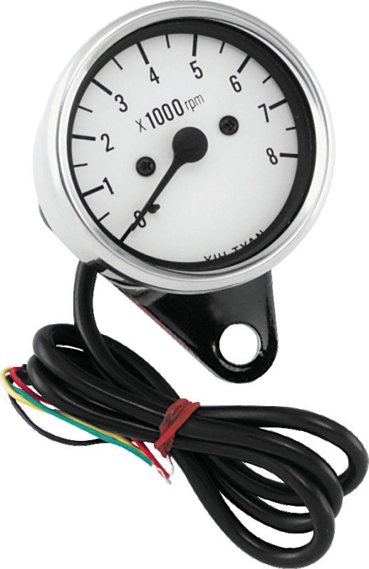 Bikers Choice 490293 2.5 Inch Chrome fits Mini Tach Universal White Face 8000 R