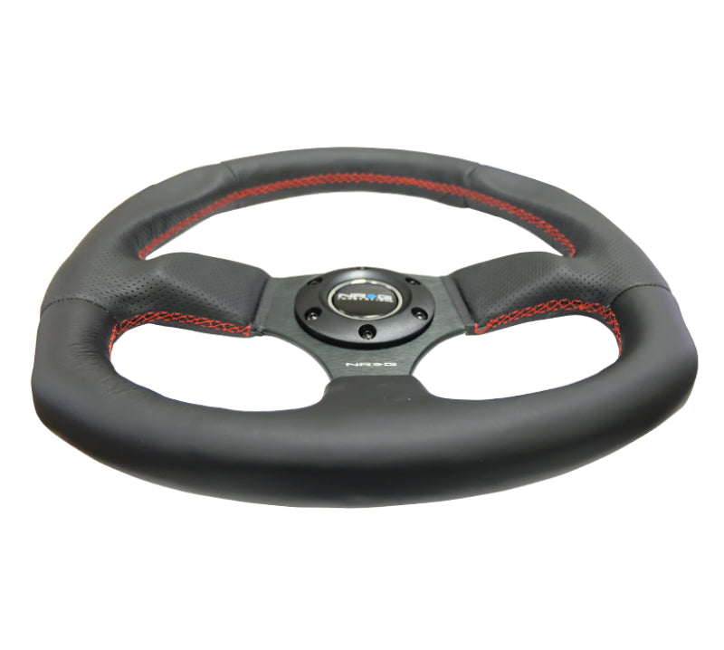 NRG RST-009R-RS RST-009R-RS Reinforced Steering Wheel Leather w/Red Stitching
