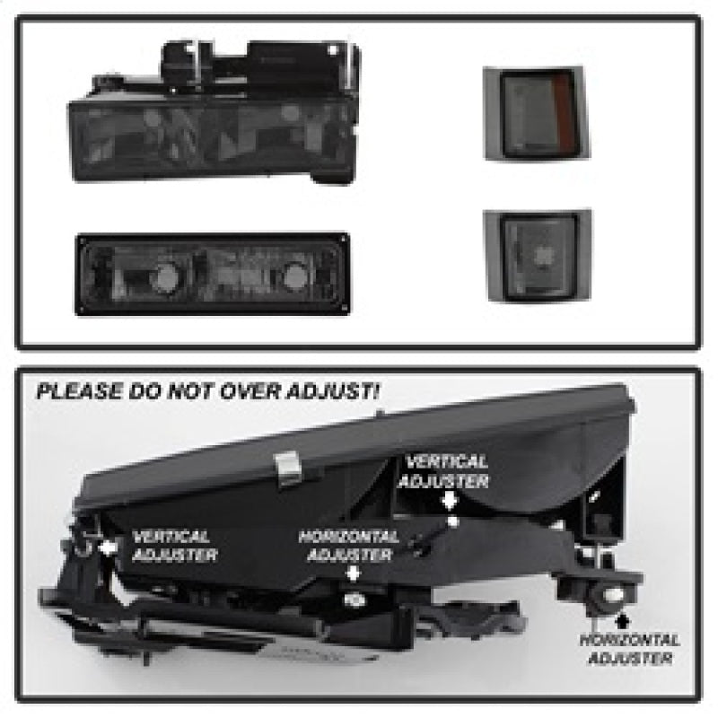 SPYDER 5072238 xTune fits Chevy Suburban Headlights/Parking Lights 8pcs Smoked