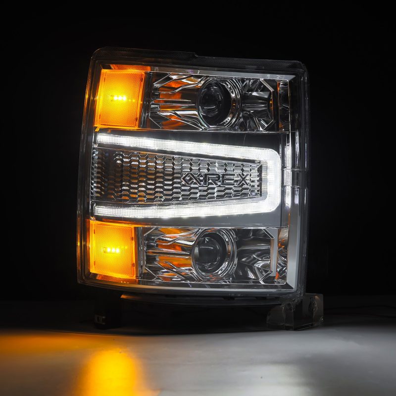 AlphaRex 880243 fits Chevy 04-15 1500HD LUXX LED Proj Headlights Chrome w/Seq A